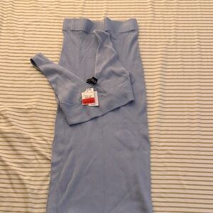 Sincerely Jules Light Blue Ribbed Top and Skirt Set